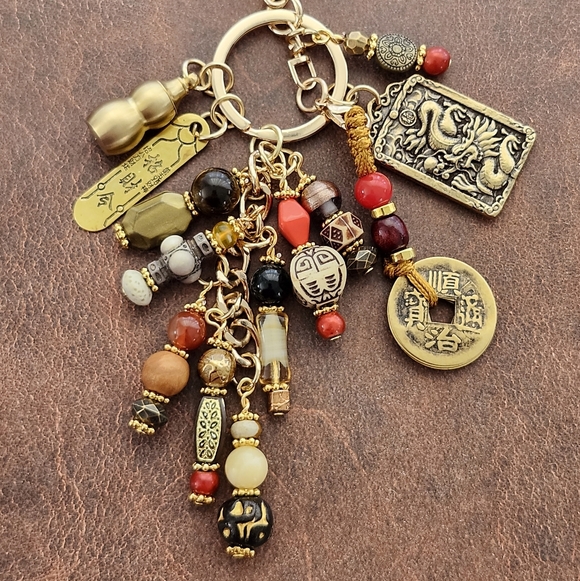 Chinese Feng Shui-inspired Purse Charm or Keychain Asian Boho Handcrafted - Picture 2 of 7